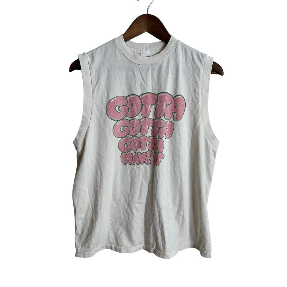 Re/Done Gotta Have It Oversized Muscle Tank in Vintage White Womans S